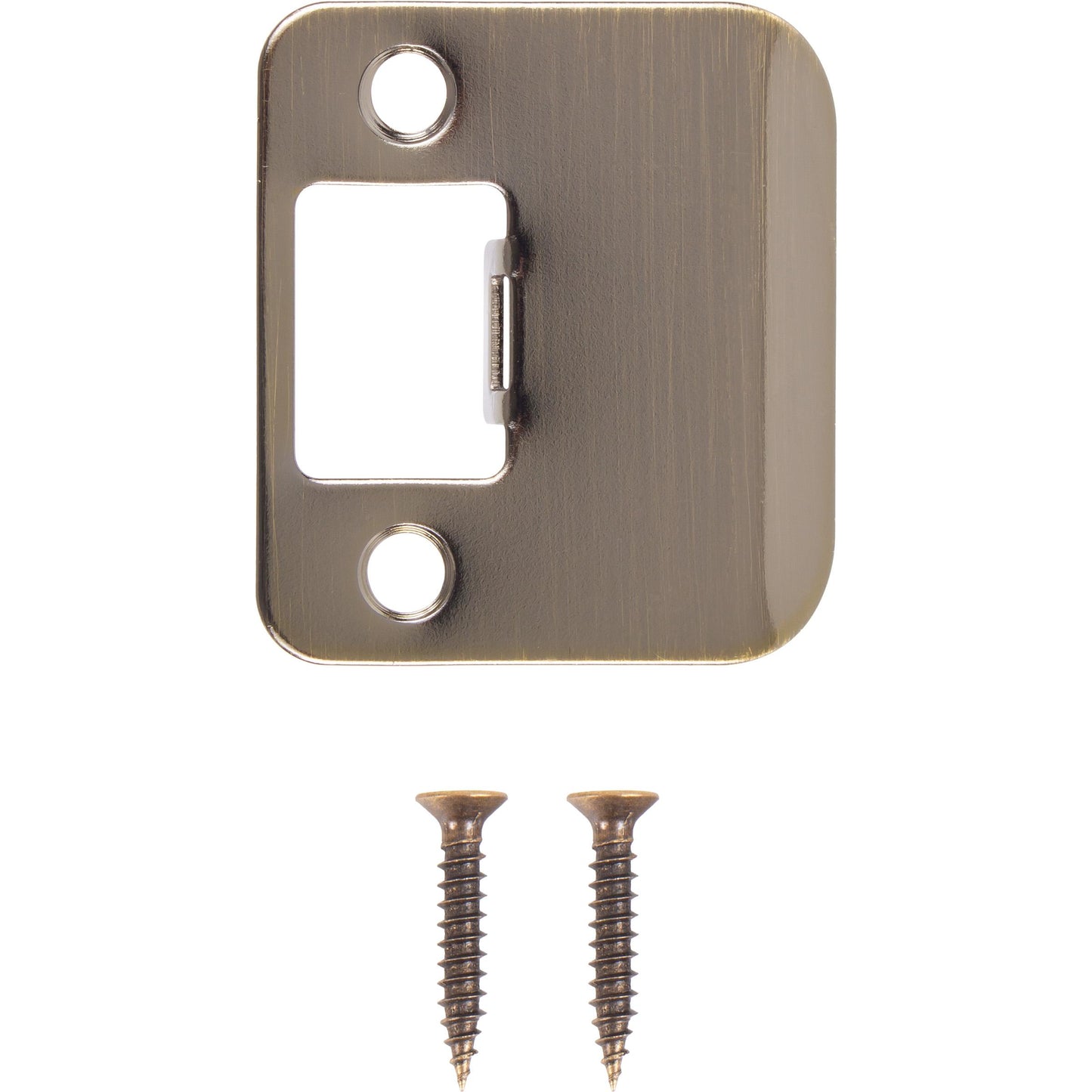 Stone Harbor Hardware Round Corner Extended Lip Strike Plate, 2-1/4" x 1-1/2", (2" Overall Length), Antique Brass