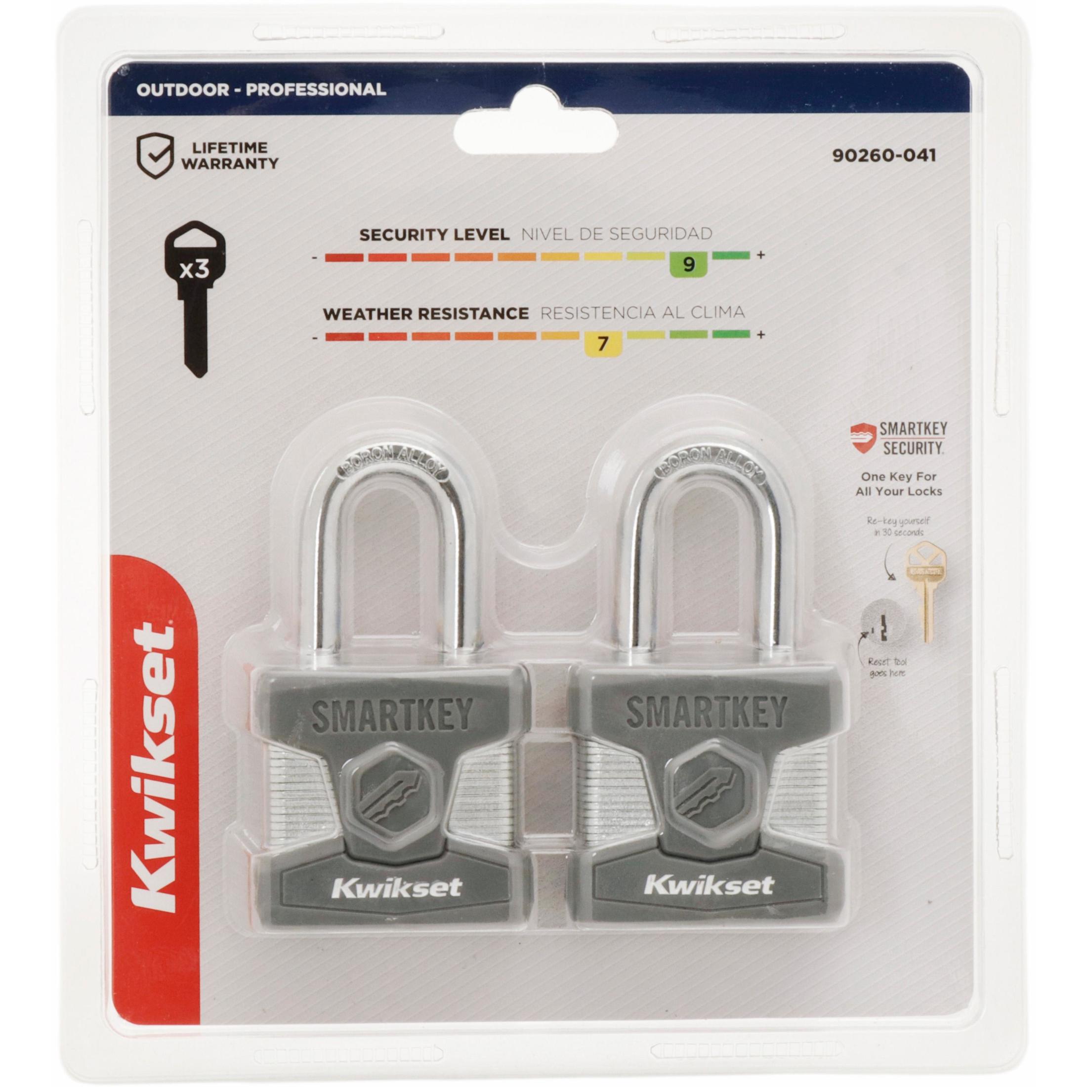 Kwikset 2" Padlock SMT KA with 1-1/2" Shackle, 2-Pack