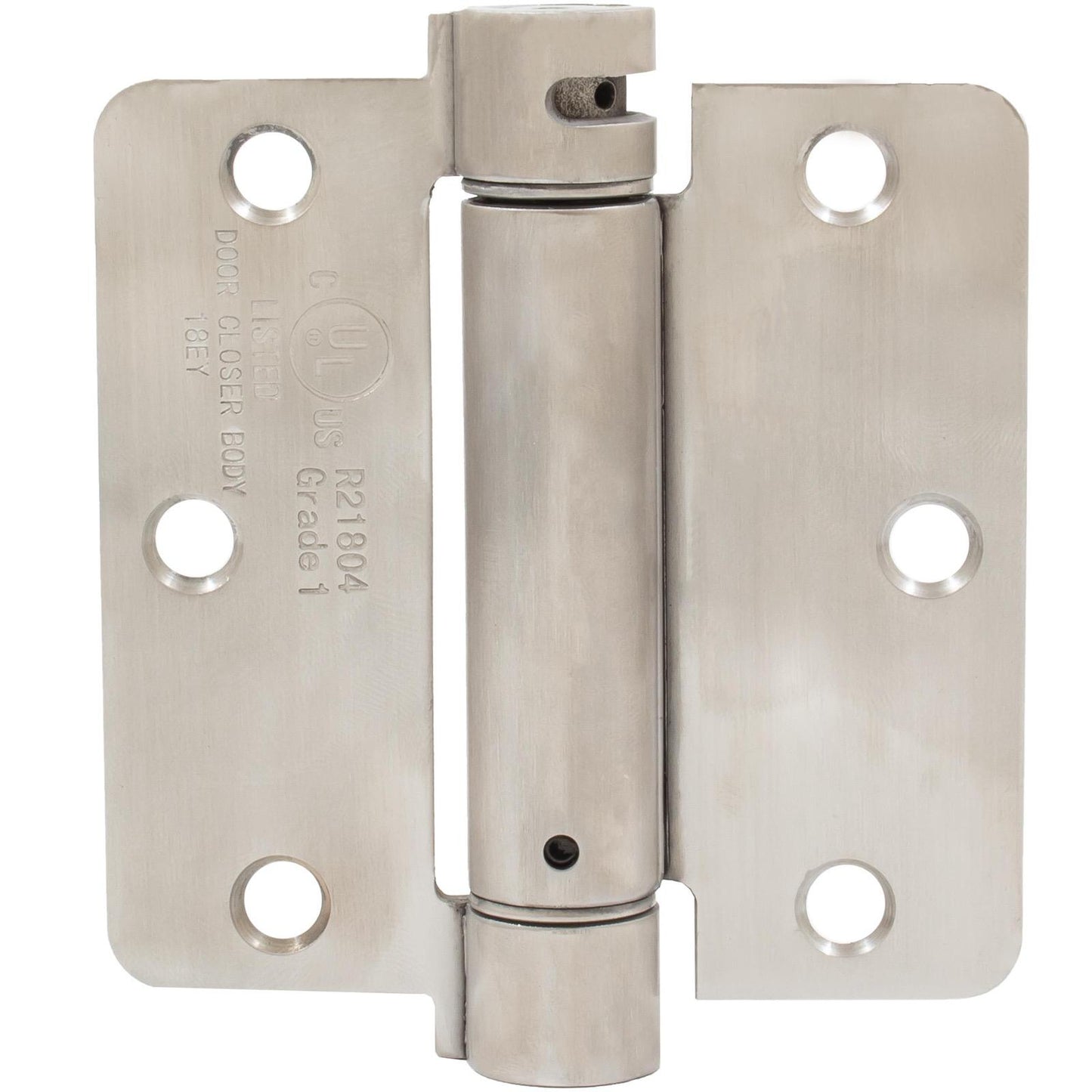 Stone Harbor Hardware Adjustable Spring Hinge, 3-1/2 Inches, 1/4" Radius Corner, Satin Stainless Steel