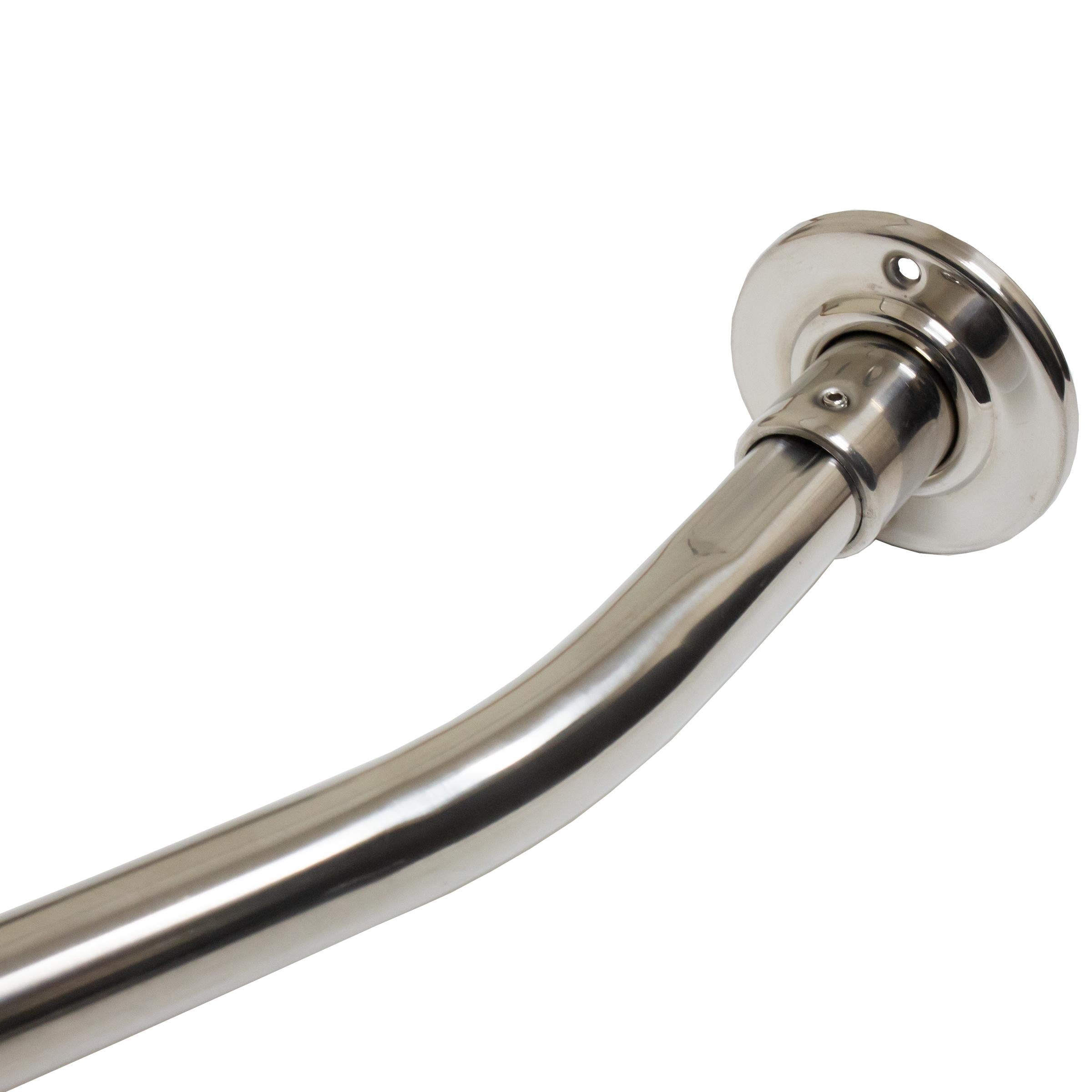 Stone Harbor Hardware Curved Shower Rod, 5 Feet, 3" Diameter Rose, Exposed Screws, Polished Stainless Steel