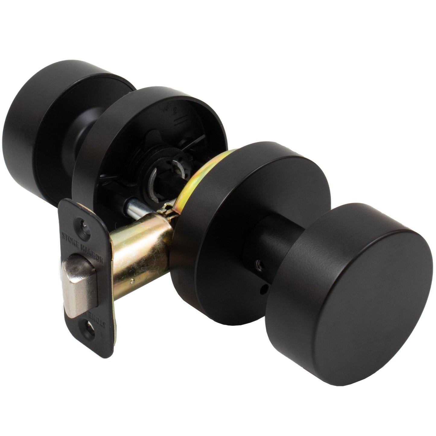 Stone Harbor Hardware Bonn Door Knob with Round Rosette, Privacy (Bed/Bath) Latch, Matte Black