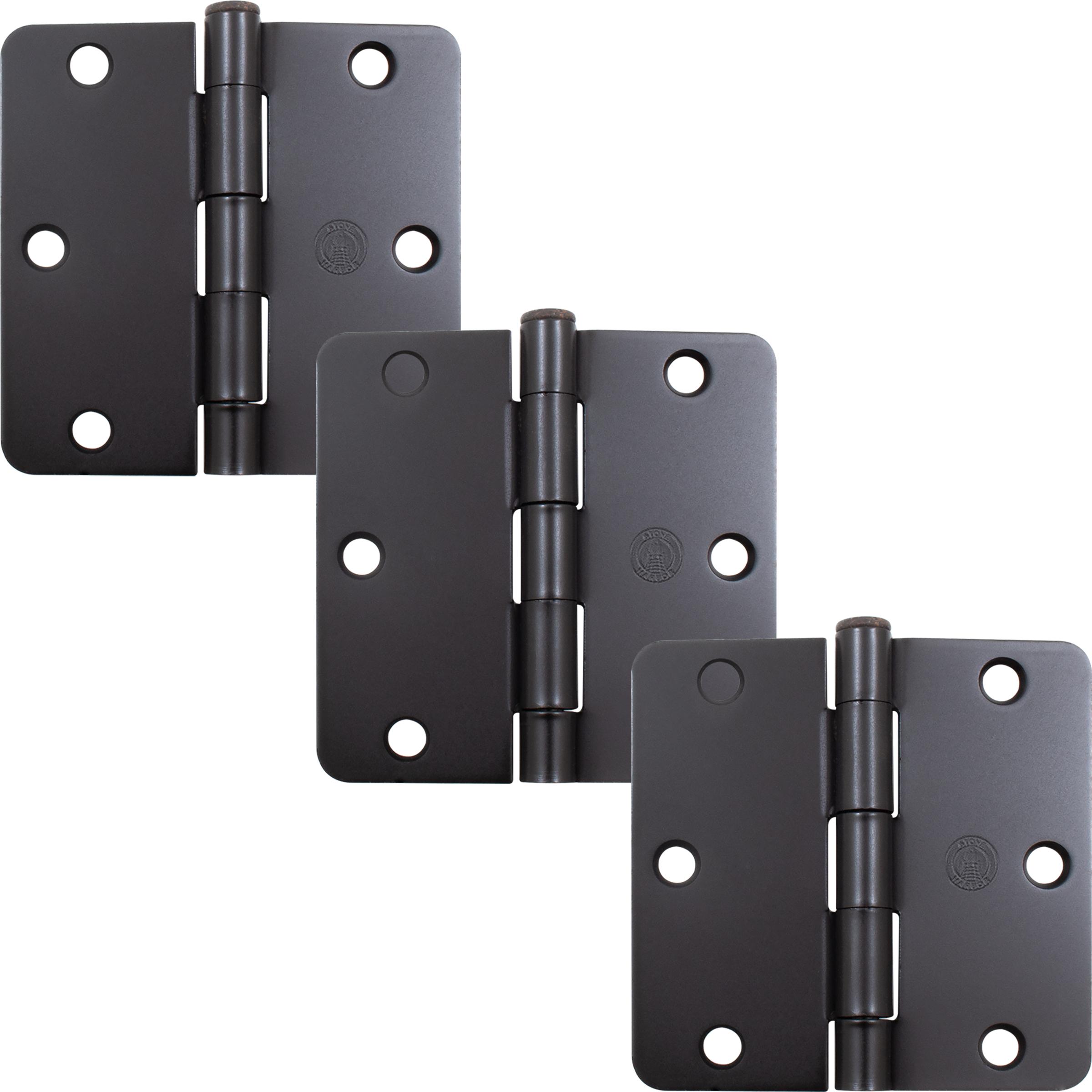 Stone Harbor Hardware 3-1/2" Door Hinges, 1/4" Radius Corner, Oil-Rubbed Bronze, 3-Pack