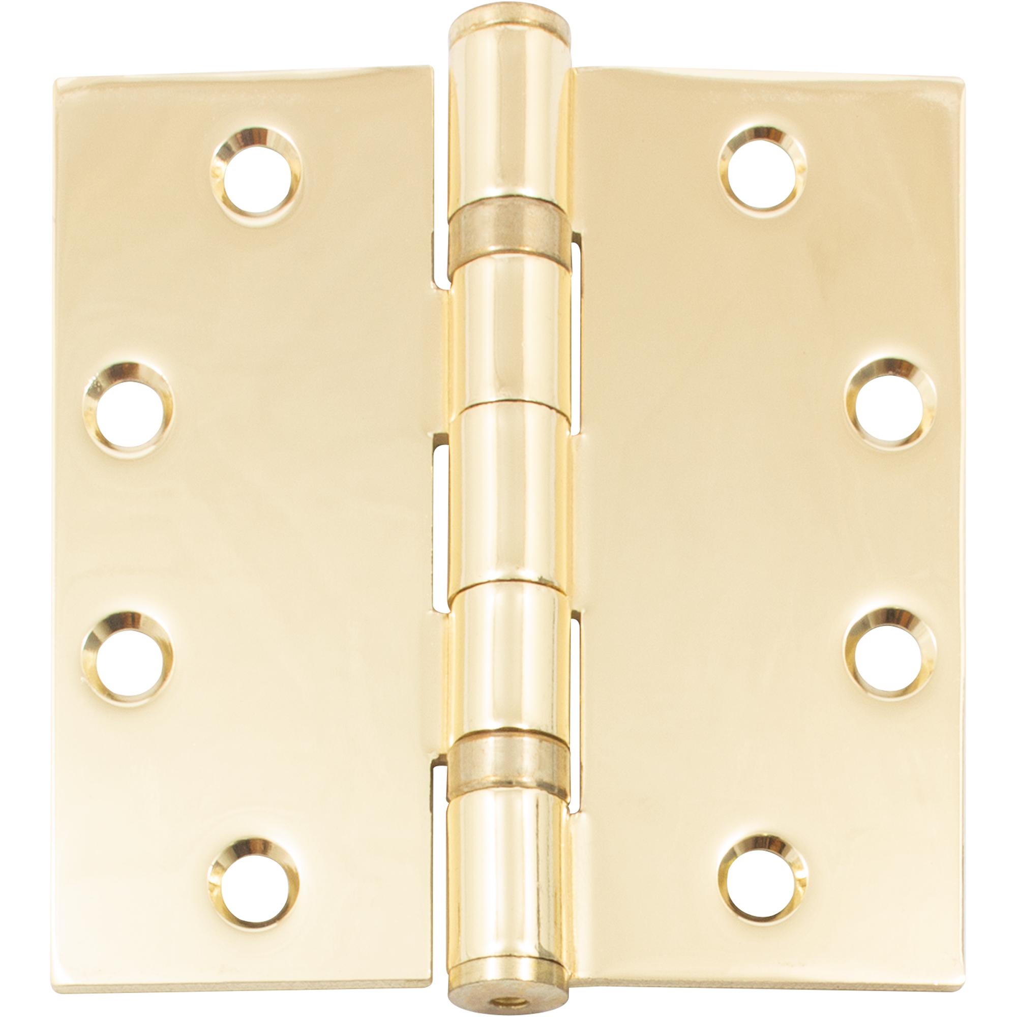 Stone Harbor Hardware Commercial Grade Ball Bearing Hinge, 4-1/2 Inches, Square Corner, .134 Gauge, Polished Brass