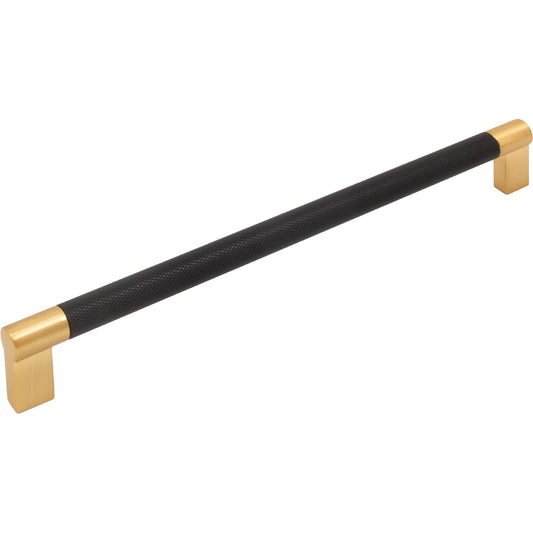 Stone Harbor Hardware Urban Cabinet Pull, 224 Millimeters, Matte Black with Satin Brass Ends