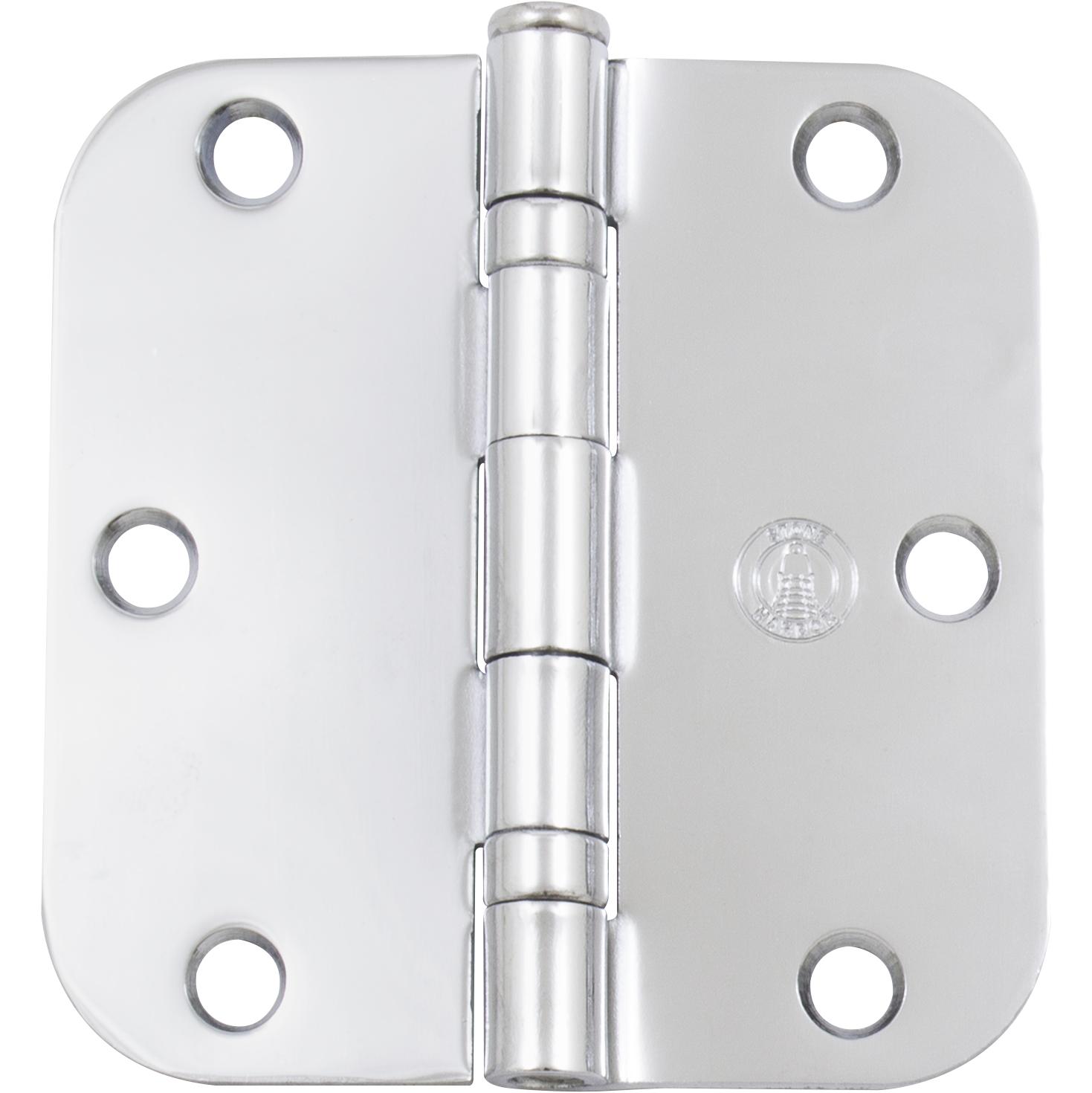Stone Harbor Hardware 3-1/2" Ball-Bearing Door Hinges, 5/8" Radius Corner, Polished Chrome, 2-Pack