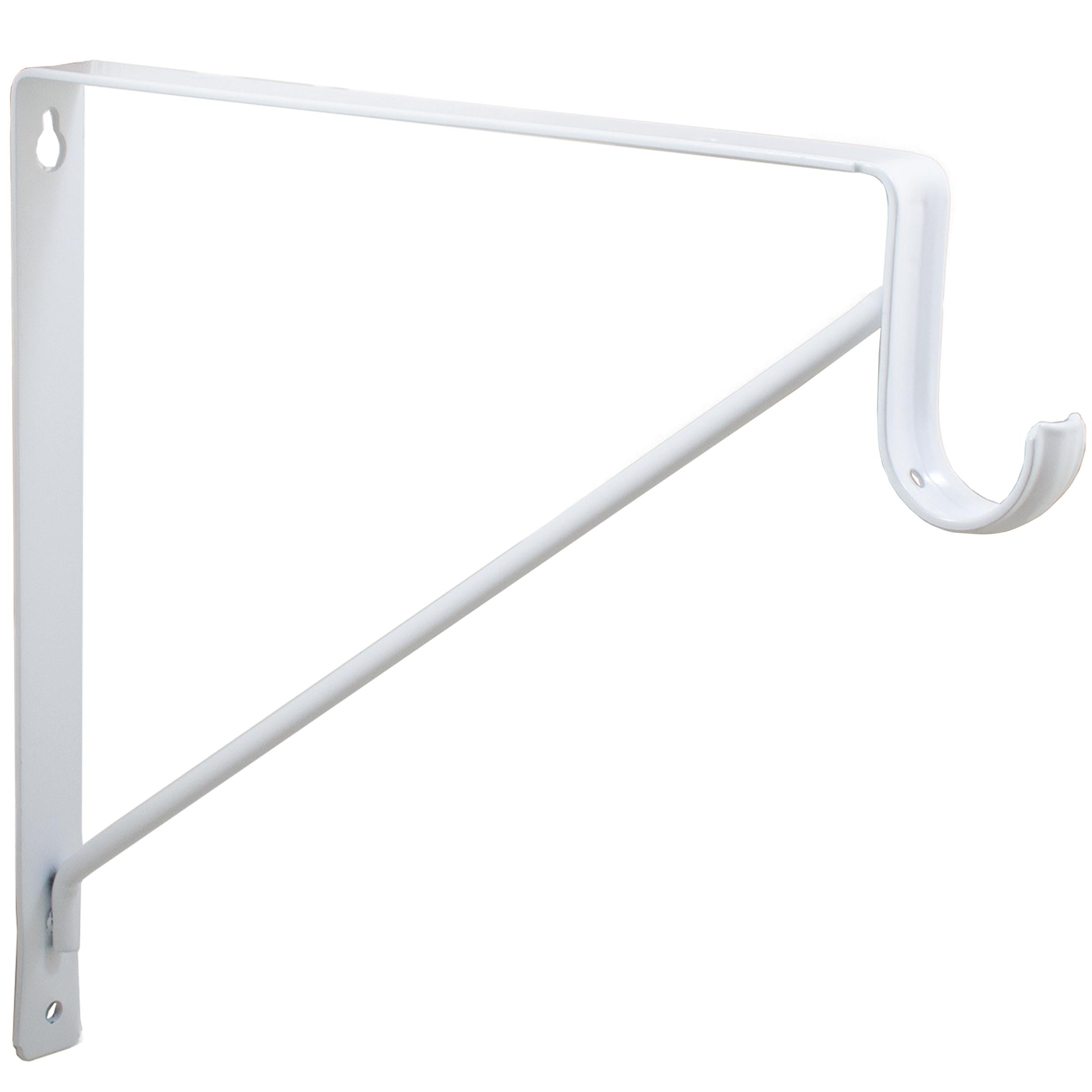 Stone Harbor Hardware Round Bar Shelf and Pole Bracket, Powder Coated, 3" Drop, White