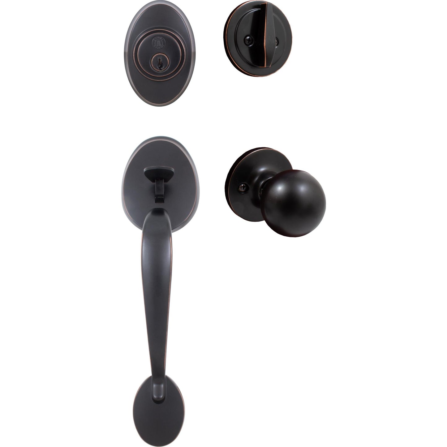 Stone Harbor Hardware Mill Creek Handleset, Ball Interior Trim, KW Keyway, Vintage Bronze