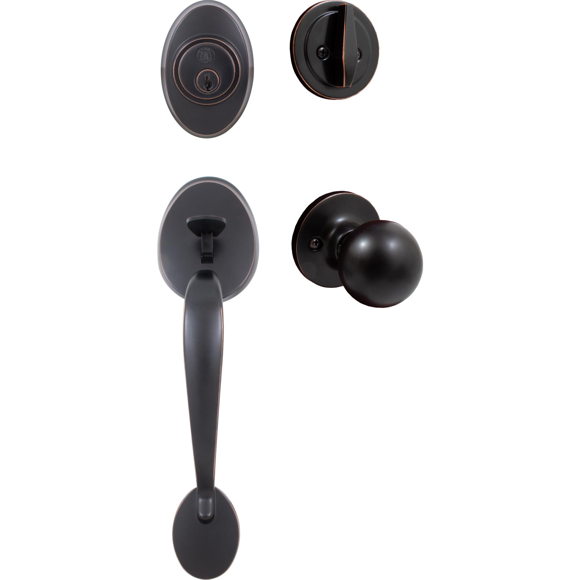 Stone Harbor Hardware Mill Creek Handleset, Ball Interior Trim, KW Keyway, Vintage Bronze