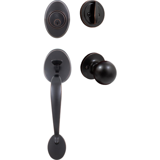 Stone Harbor Hardware Mill Creek Handleset, Ball Interior Trim, KW Keyway, Vintage Bronze