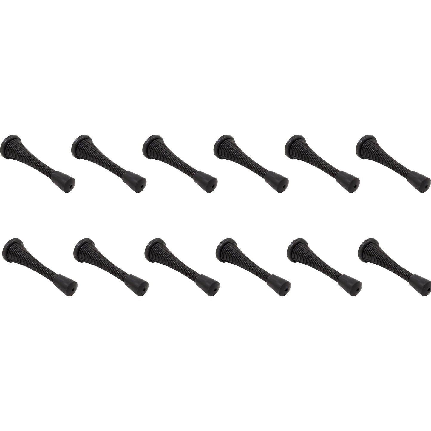 Stone Harbor Hardware Heavy-Duty Spring Door Stop, 3 Inches, 12-Pack, Matte Black