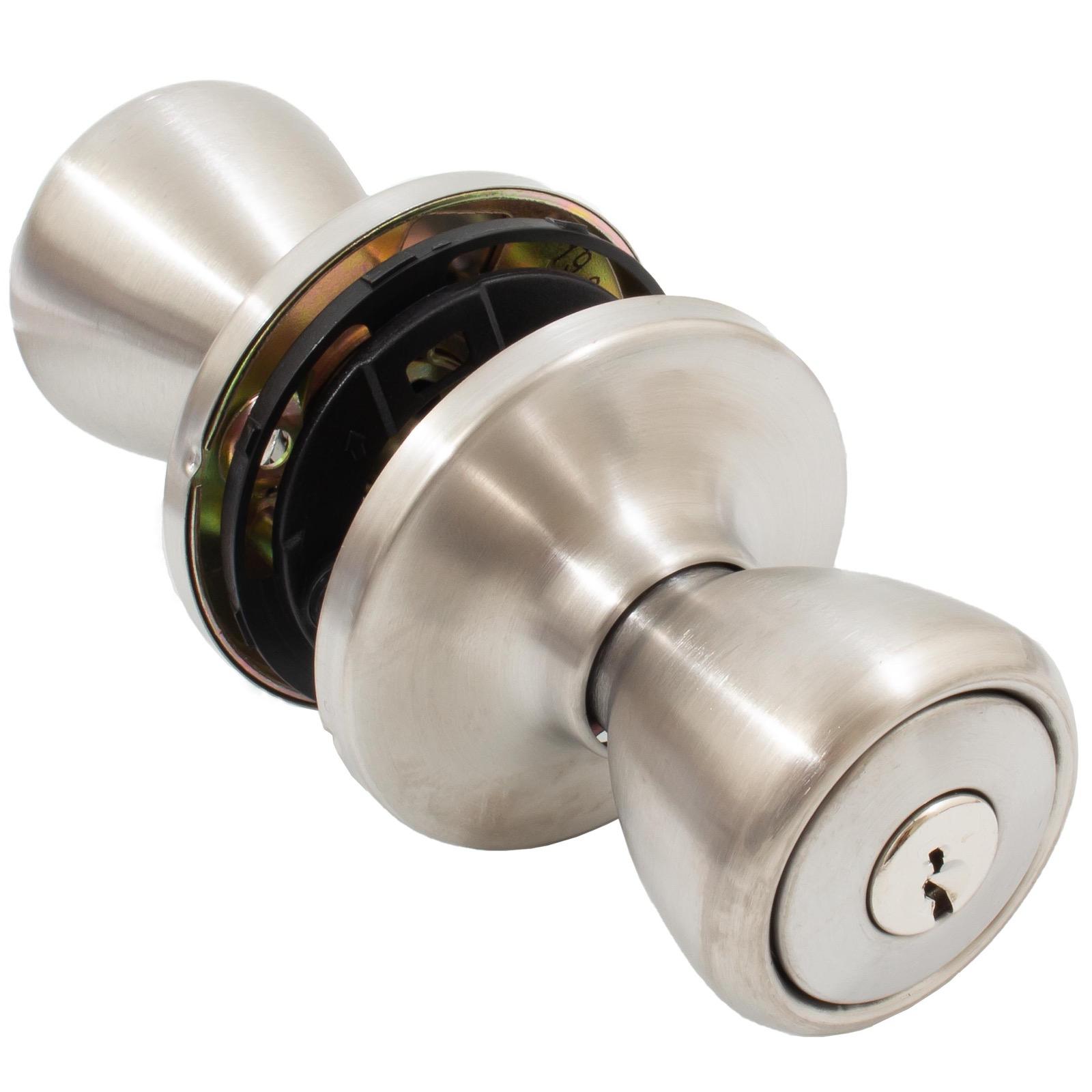 Stone Harbor Hardware Pre-Keyed Entry Work Lock, Entry Latch, SC Keyway, #54897 Key, Satin Stainless Steel