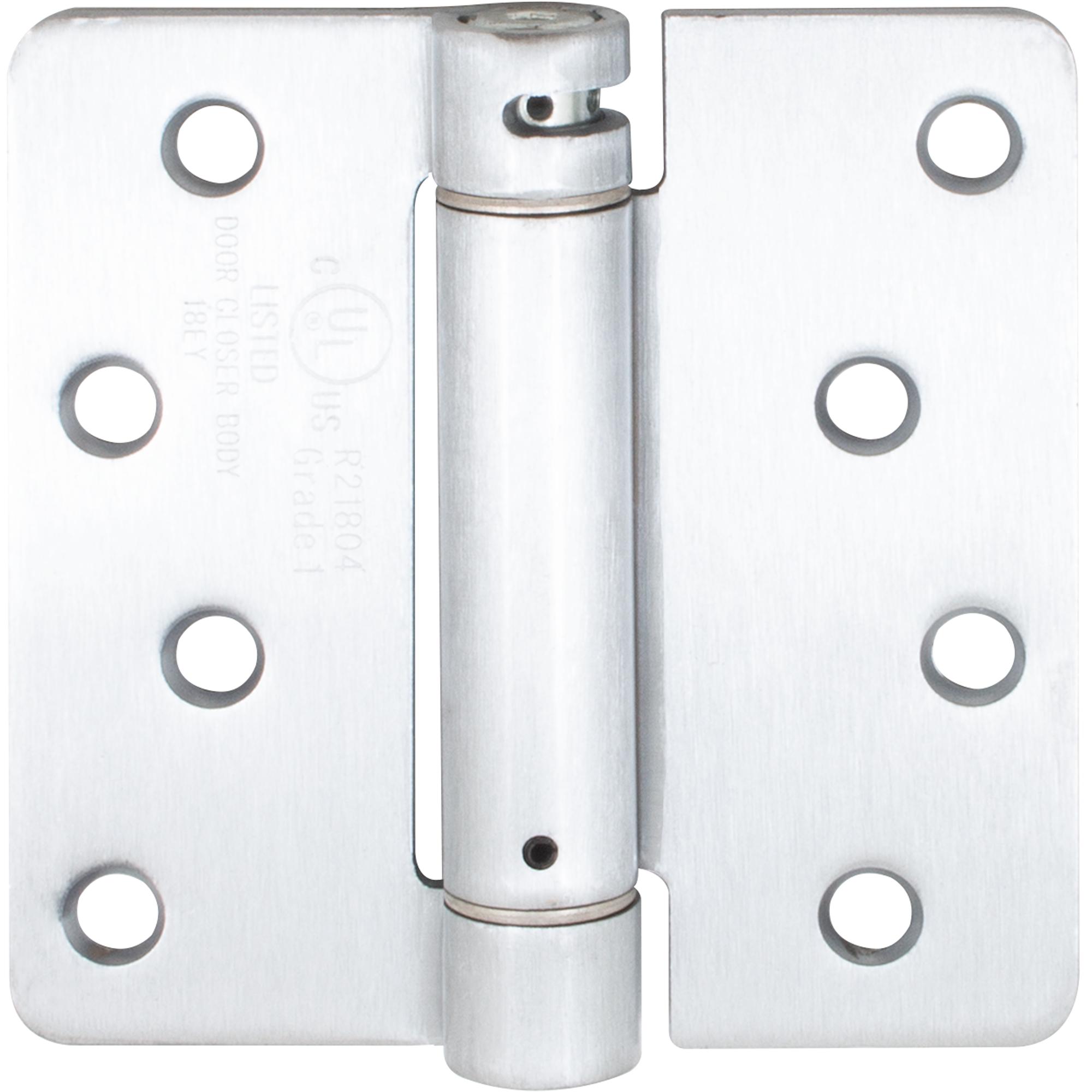 Stone Harbor Hardware Self-Closing Door Hinge, 4 Inches, 1/4" Radius Corner, Satin Chrome