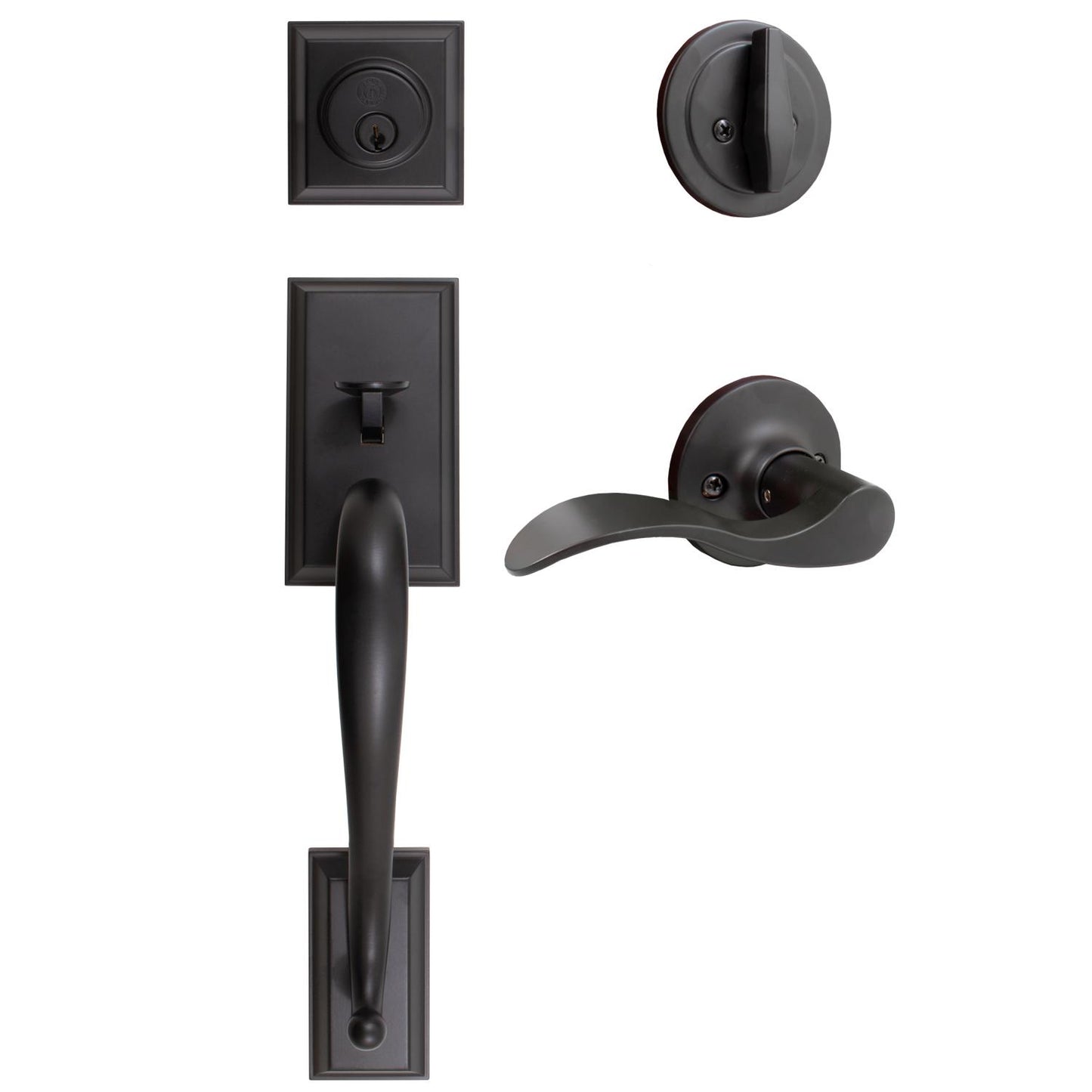Stone Harbor Hardware Willow Park Handleset with Beaverton Lever, KW Keyway, Clear Pack, Matte Black