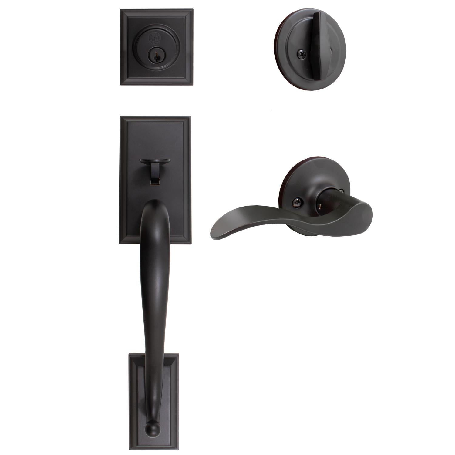 Stone Harbor Hardware Willow Park Handleset with Beaverton Lever, KW Keyway, Clear Pack, Matte Black