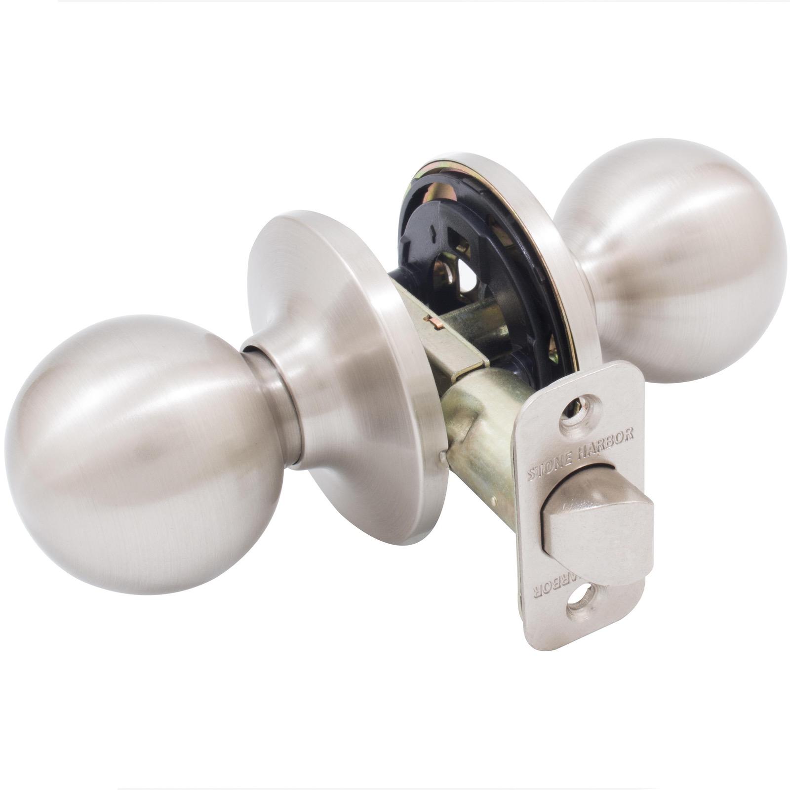 Stone Harbor Hardware Ball Door Knob, Passage (Hall/Closet) Latch, Satin Nickel
