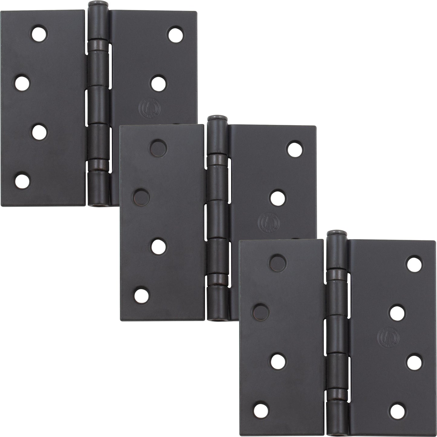 Stone Harbor Hardware 4" Ball-Bearing Door Hinges, Square Corner, Matte Black, 3-Pack
