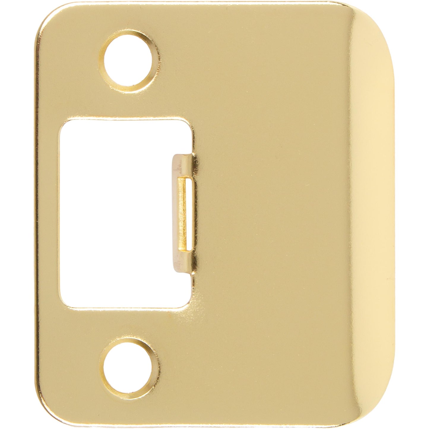 Stone Harbor Hardware Round Corner Extended Lip Strike Plate, 2-1/4" x 1-1/2", (2" Overall Length), Polished Brass