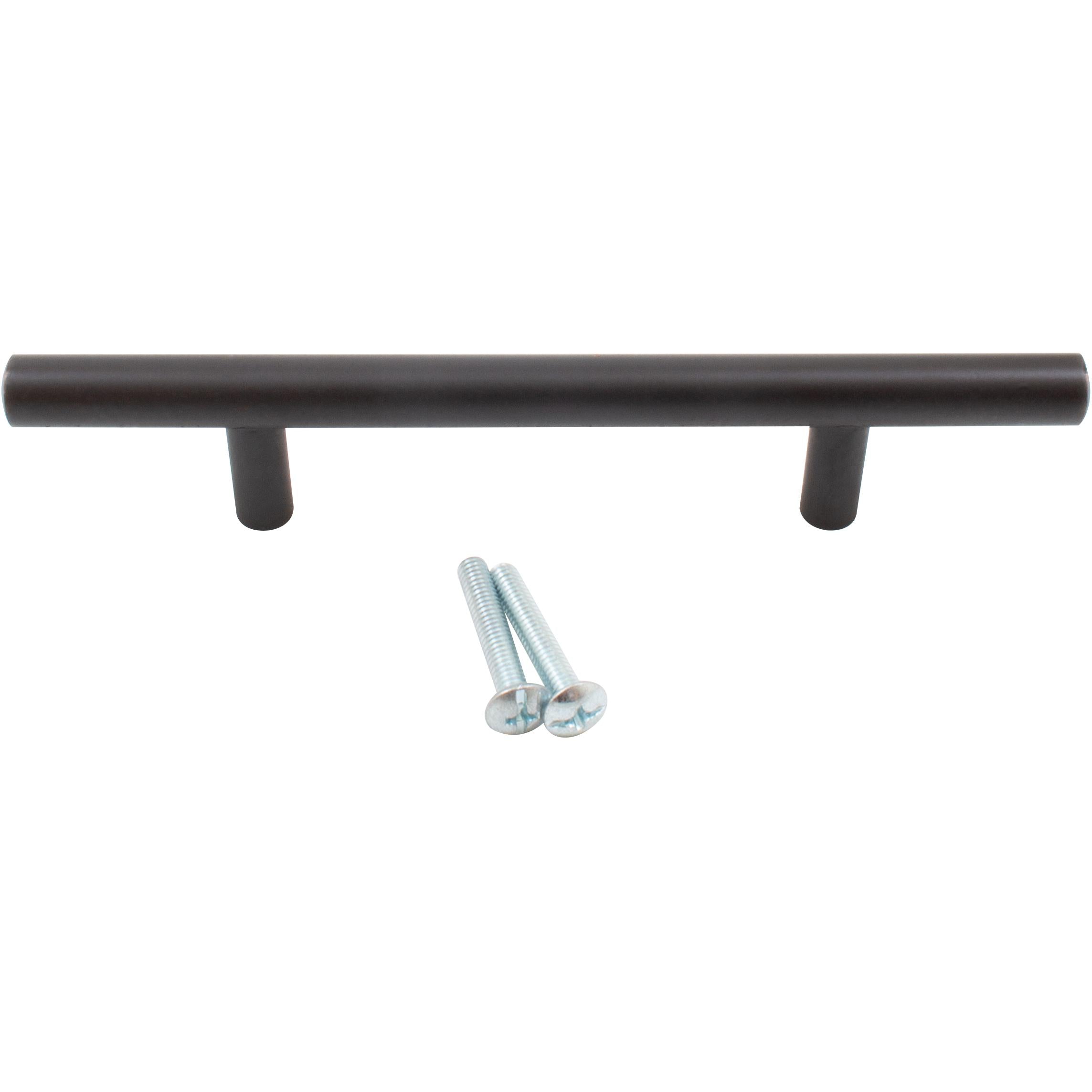 Plated Steel Bar Pull with Rounded Ends, 96 Millimeters, Vintage Bronze