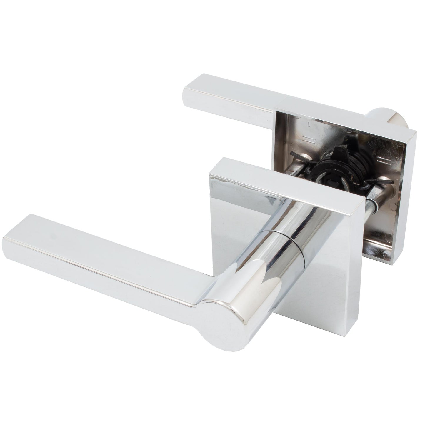 Stone Harbor Hardware Vienna Door Lever with Square Rosette, Privacy (Bed/Bath) Latch, Polished Chrome
