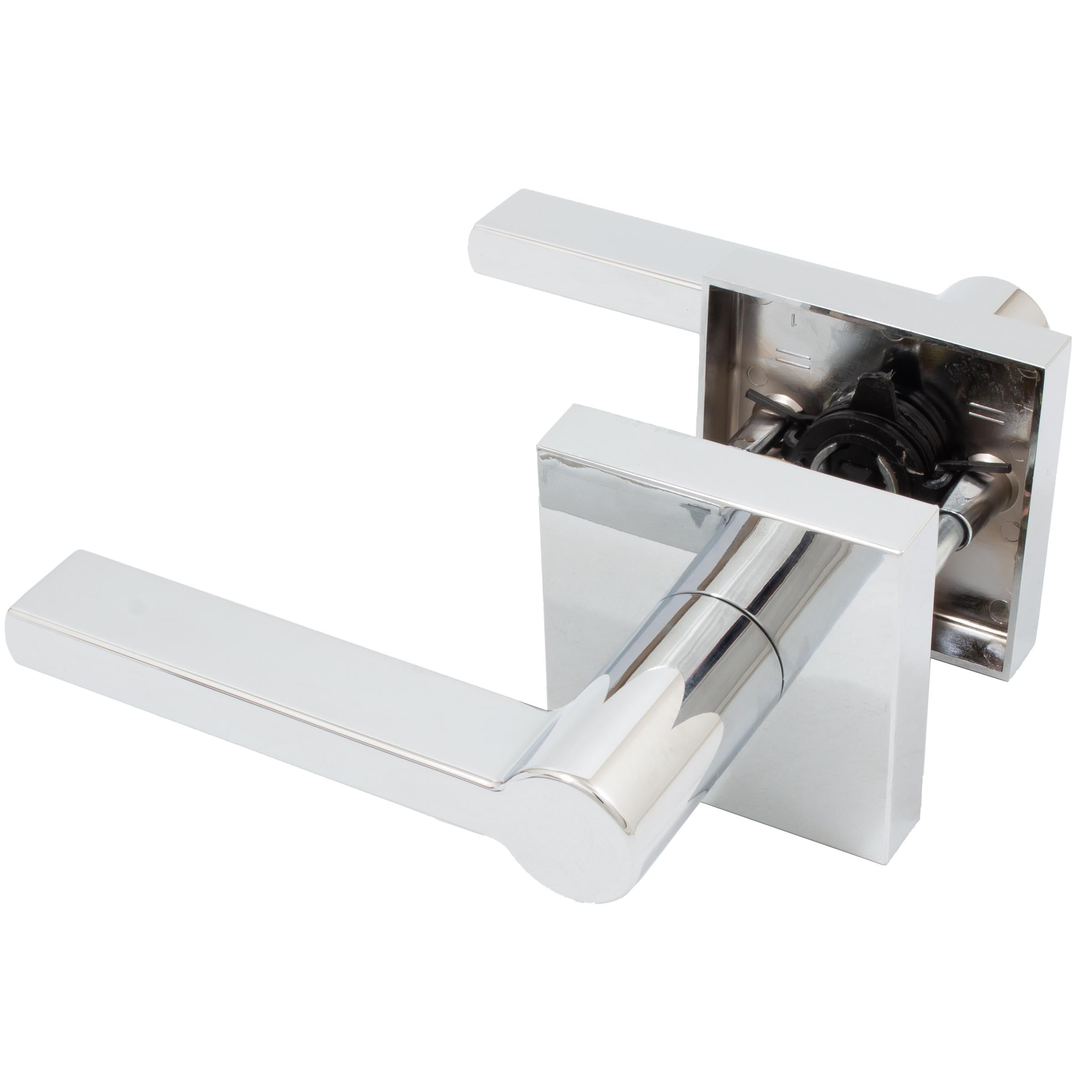 Stone Harbor Hardware Vienna Door Lever with Square Rosette, Privacy (Bed/Bath) Latch, Polished Chrome