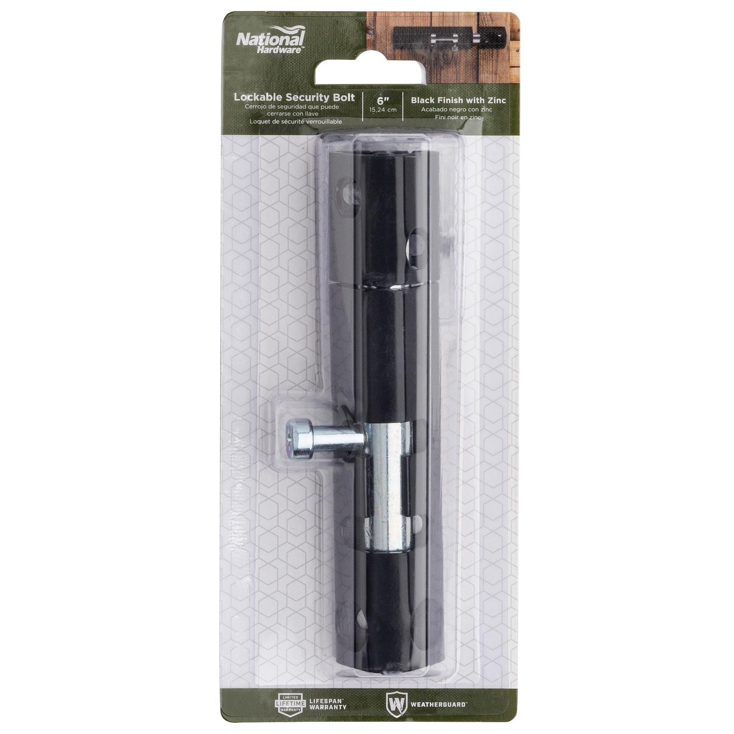 V1111 6" Lockable Security Bolt - Black