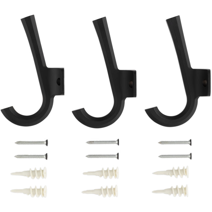 National Hardware N900-008 Mounted 3 Pack Hanging Wall Hooks for Towels, Robe, Coats, Hats, Matte Black