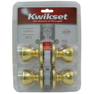 Kwikset 243T 3 CP Single Cylinder Project Pack with Tylo Knob in Polished Brass