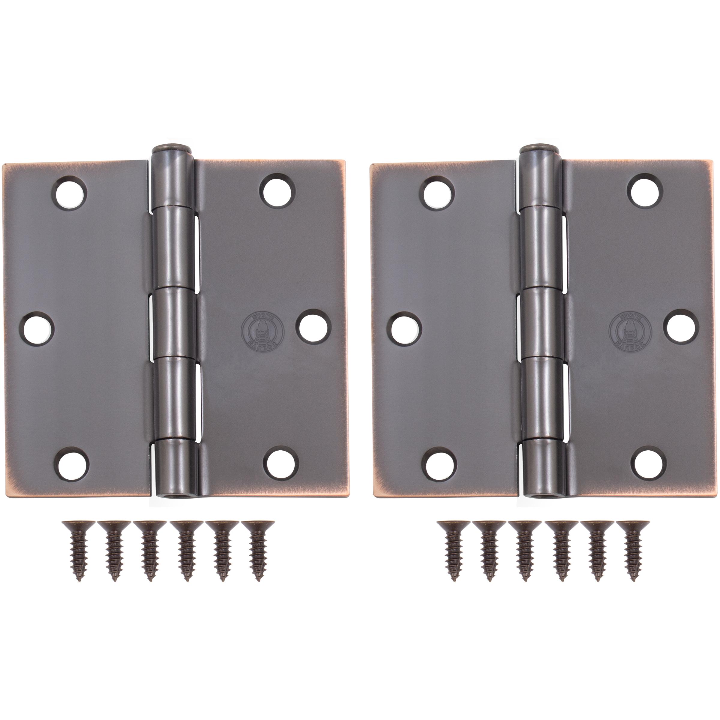 Stone Harbor Hardware 3-1/2" Door Hinges, Square Corner, Vintage Bronze, 2-Pack