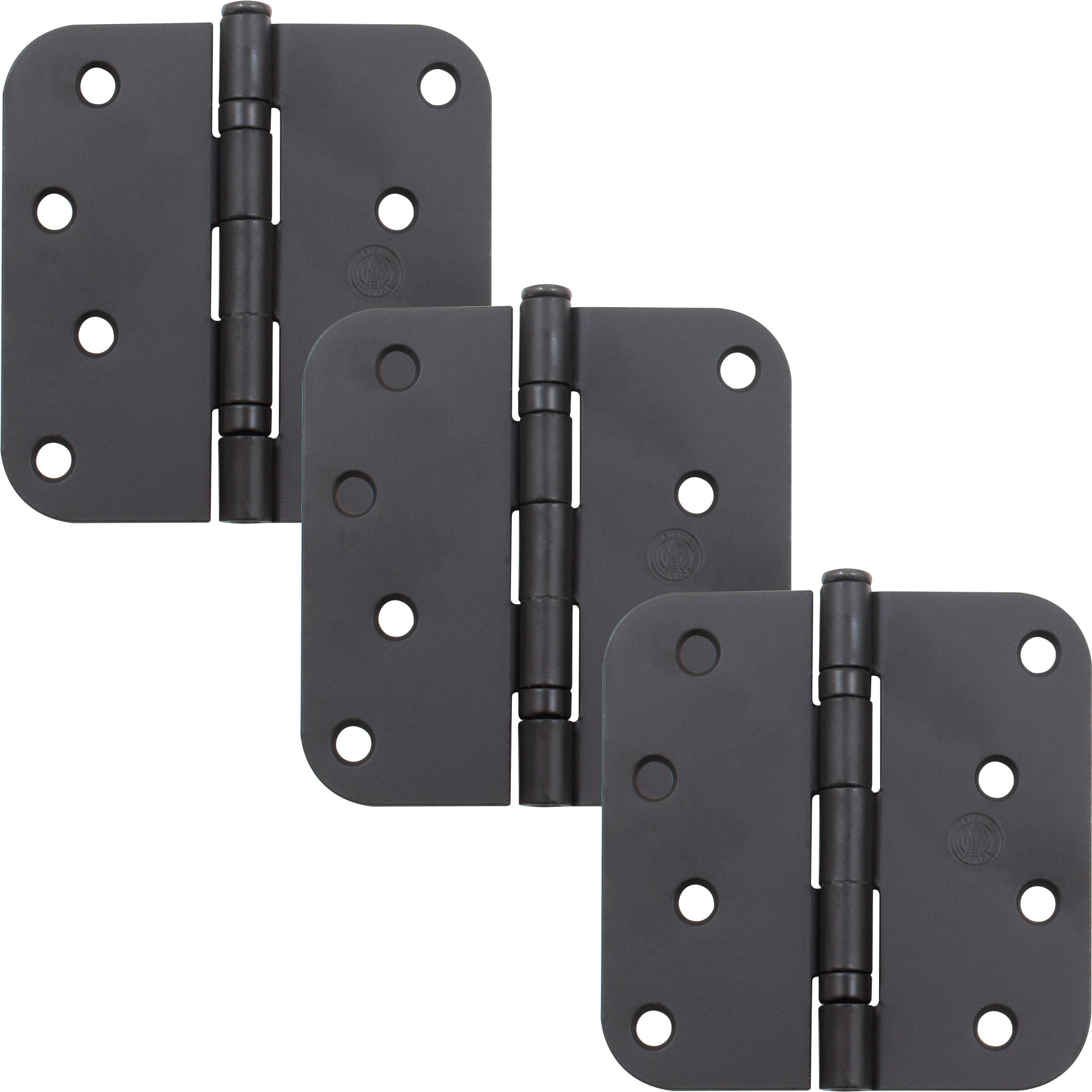 Stone Harbor Hardware 4" Ball-Bearing Door Hinges, 5/8" Radius Corner, Matte Black, 3-Pack