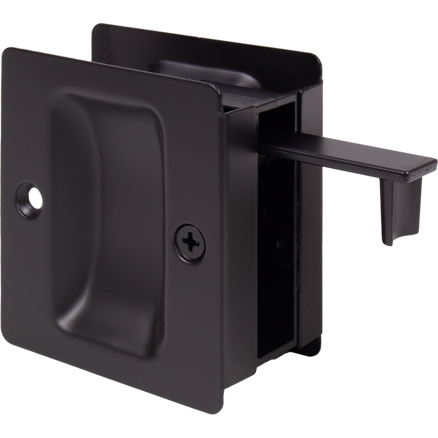 Stone Harbor Hardware Premium Square Pocket Door Lock, Passage Function, Matte Black