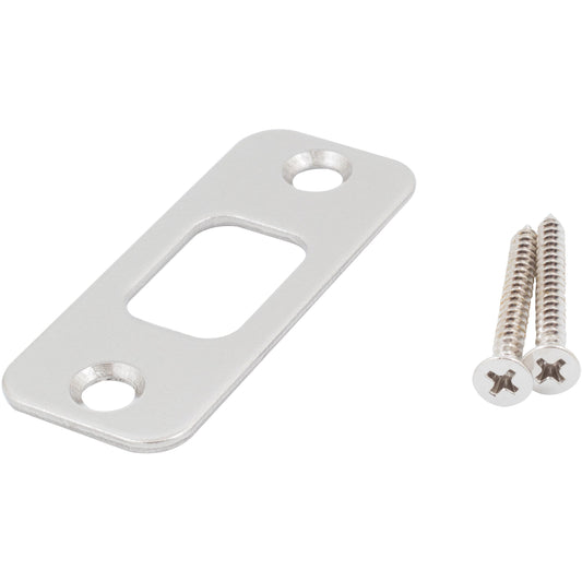 Stone Harbor Hardware Round Corner Deadbolt Strike Plate, 1-1/8" x 2-3/4", 2-1/8" Center-to-Center, Satin Nickel