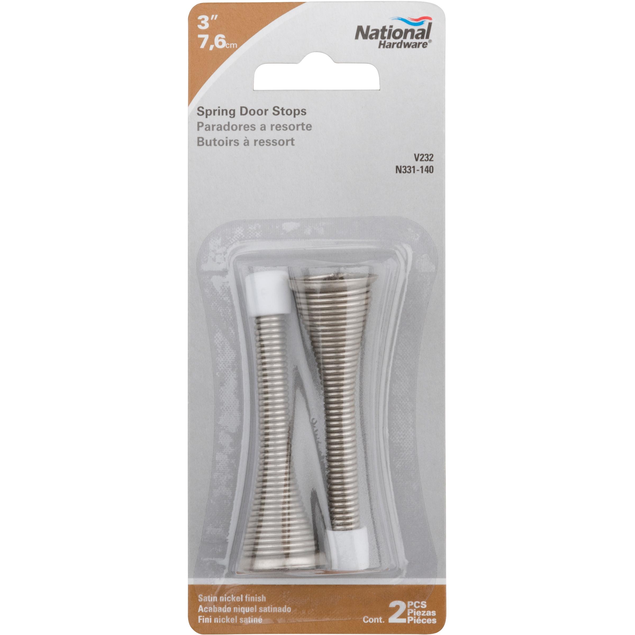 National Hardware - V232 3" Spring Door Stop 2/pk - Satin Nickel