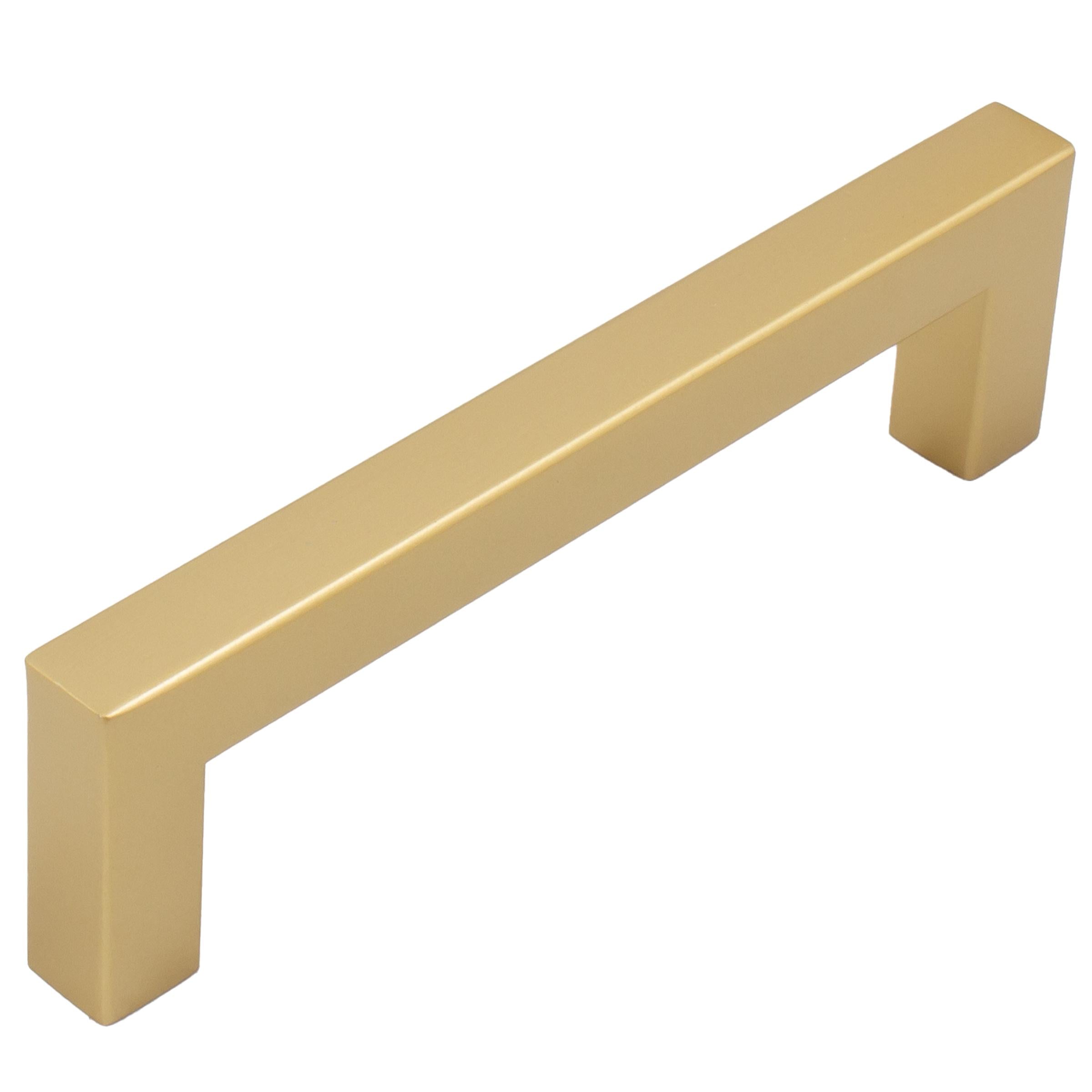 Stone Harbor Hardware Contemporary Square Cabinet Pull, 96 Millimeters, Stainless Steel Base Material, Satin Brass