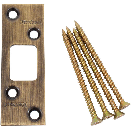 Kwikset 83222-5 3-5/8" Square Deadbolt Strike Antique Brass Finish