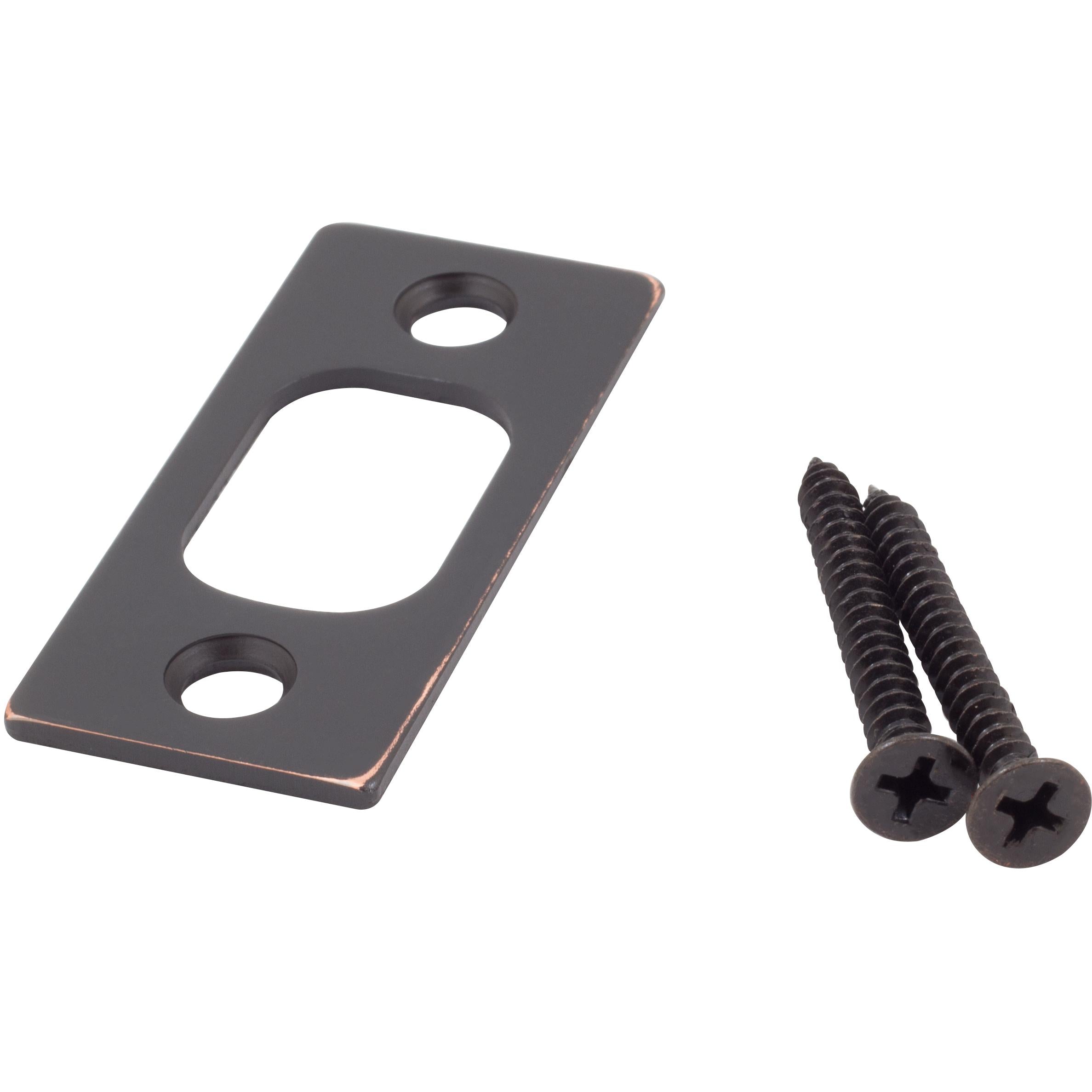 Square Corner Deadbolt Strike Plate, 1" x 2-1/4", 1-5/8" Center-to-Center
