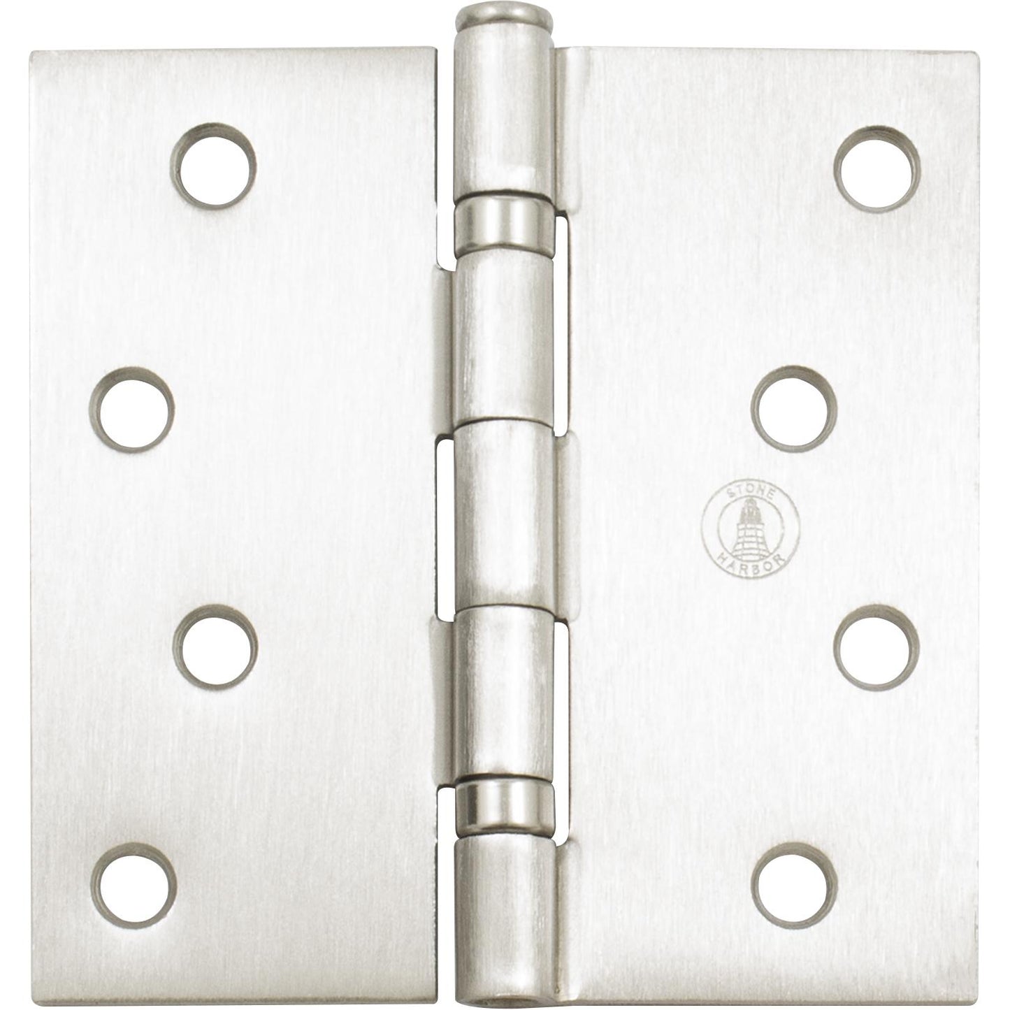 Stone Harbor Hardware 4" Ball-Bearing Door Hinges, Square Corner, Satin Nickel, 2-Pack