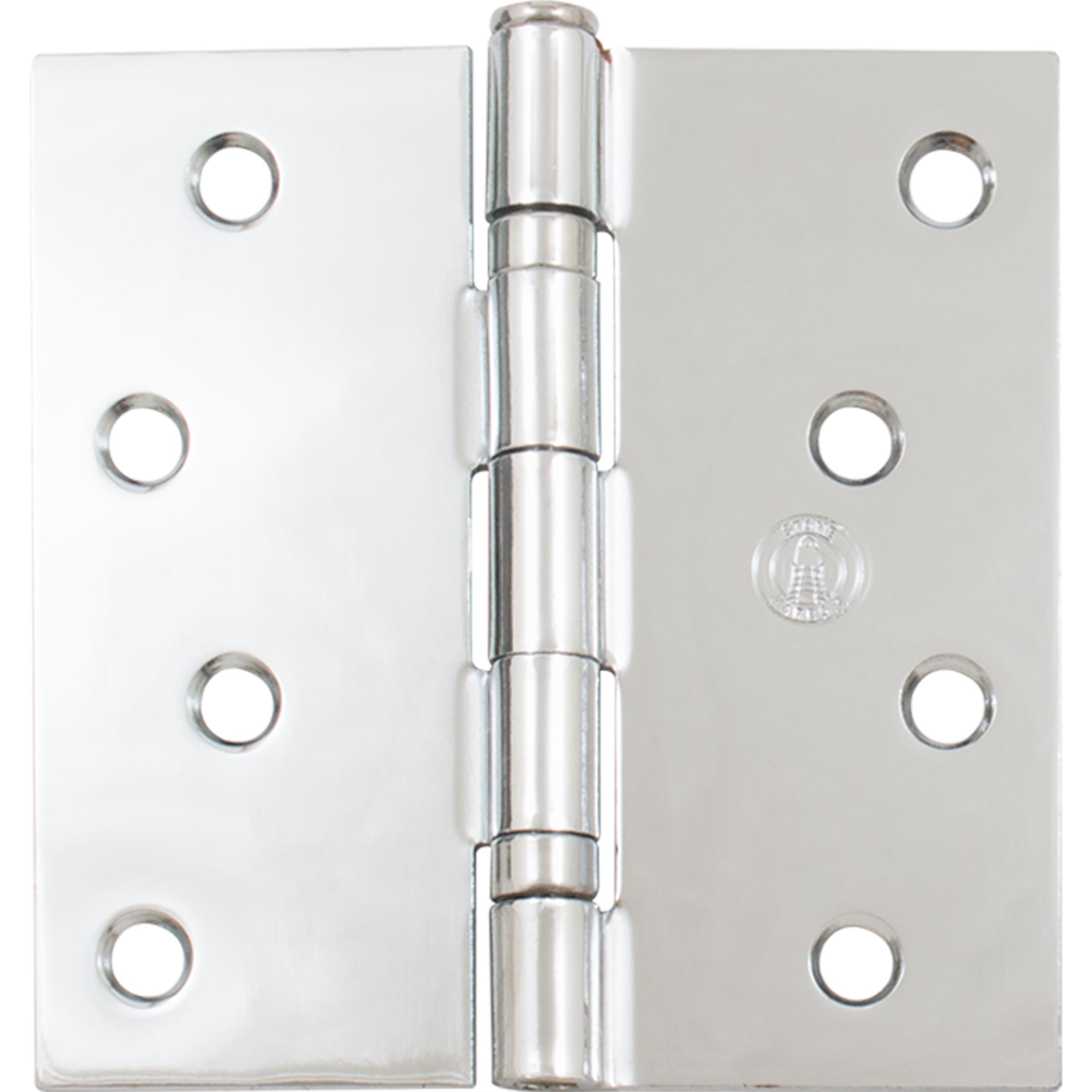 Stone Harbor Hardware 4" Ball-Bearing Door Hinges, Square Corner, Polished Chrome, 3-Pack