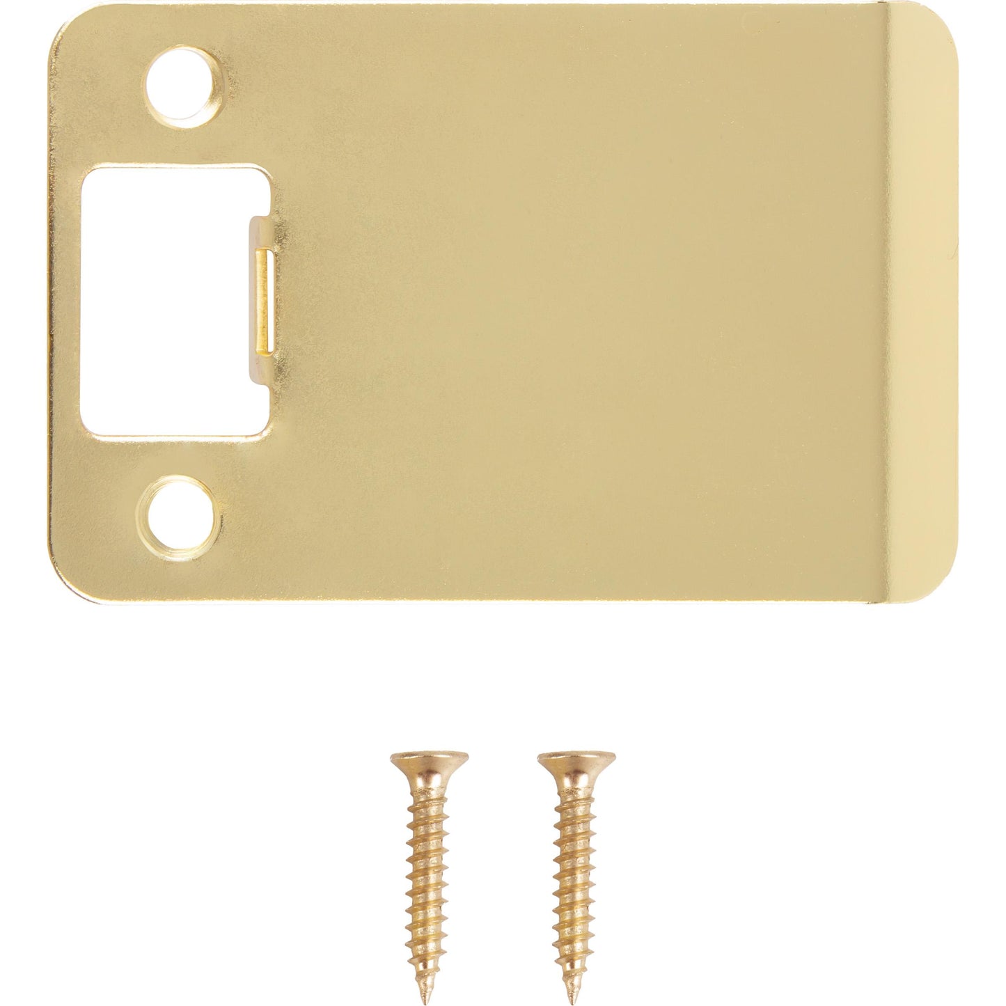 Stone Harbor Hardware Round Corner Extended Lip Strike Plate, 2-1/4" x 3", (3-1/2" Overall Length), Polished Brass
