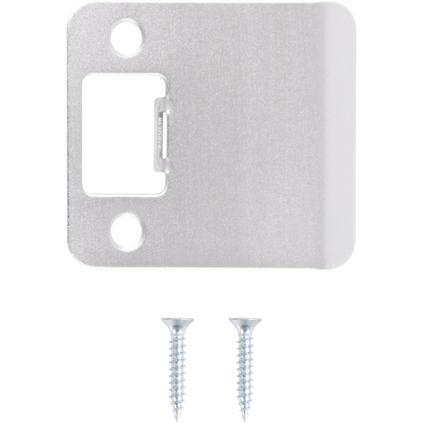 Stone Harbor Hardware Round Corner Extended Lip Strike Plate, 2-1/4" x 2", (2-1/2" Overall Length), Satin Chrome