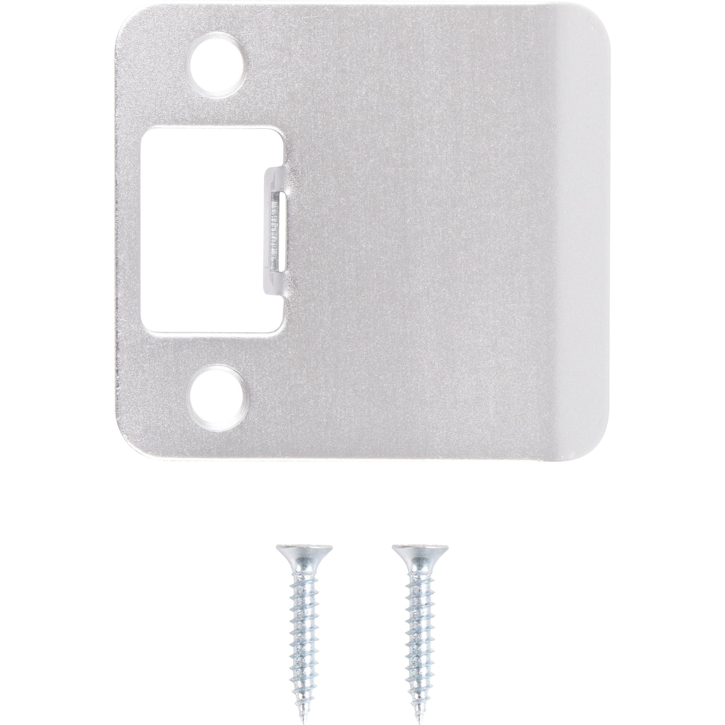 Stone Harbor Hardware Round Corner Extended Lip Strike Plate, 2-1/4" x 2", (2-1/2" Overall Length), Satin Chrome