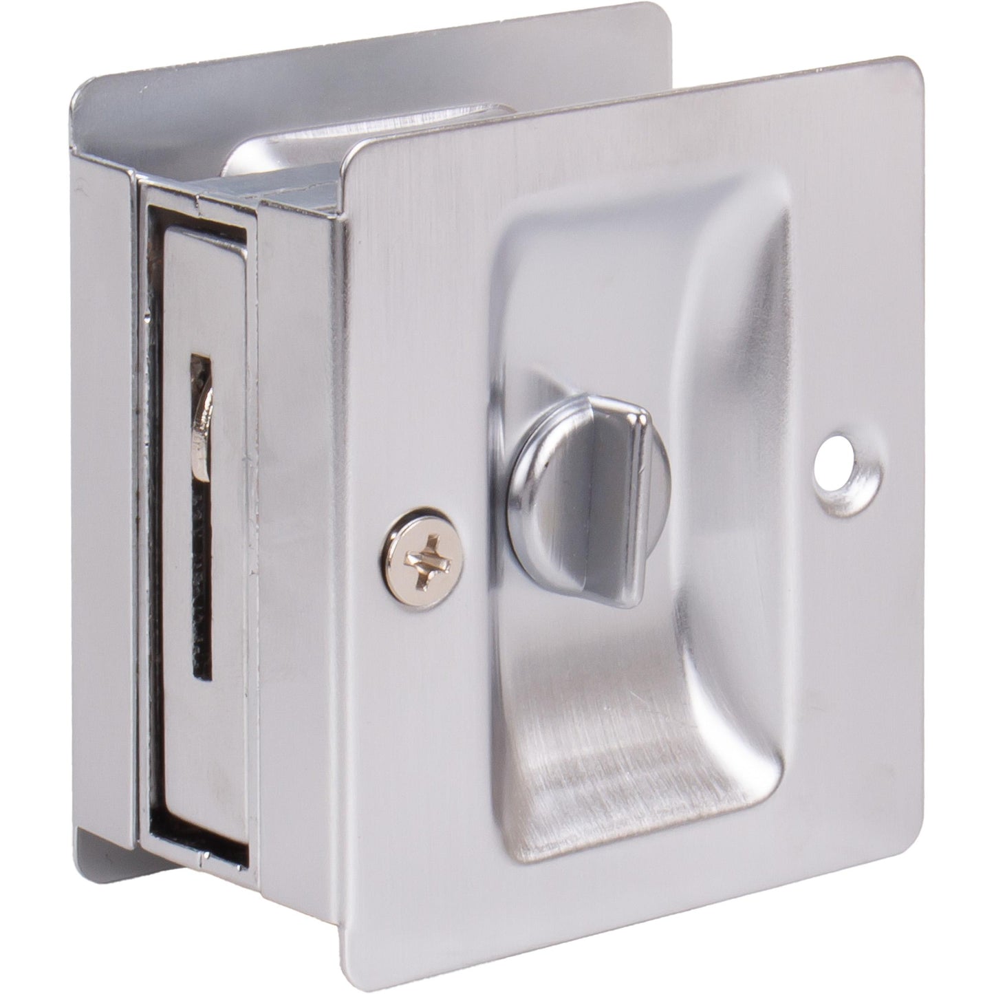 Stone Harbor Hardware Premium Square Pocket Door Lock, Privacy Function, Satin Chrome