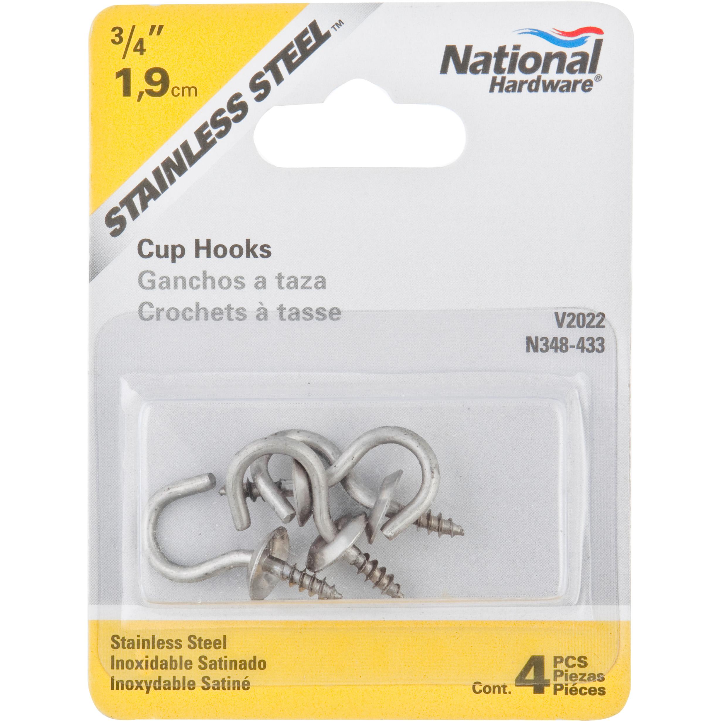 V2022 3/4" Cup Hook 4/pk - Stainless Steel