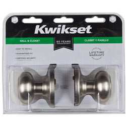 Kwikset 200CV-15CP 200CV-15 CP Door Knob Passage Cove, Satin Nickel
