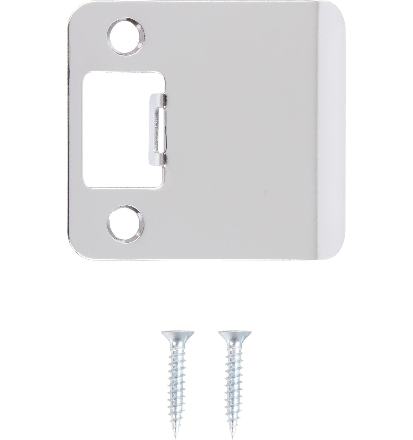 Stone Harbor Hardware Round Corner Extended Lip Strike Plate, 2-1/4" x 2", (2-1/2" Overall Length), Polished Chrome