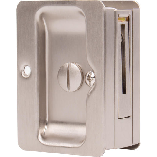 Stone Harbor Hardware Tall Square Pocket Door Lock, Privacy (Bed/Bath) Latch, Satin Nickel
