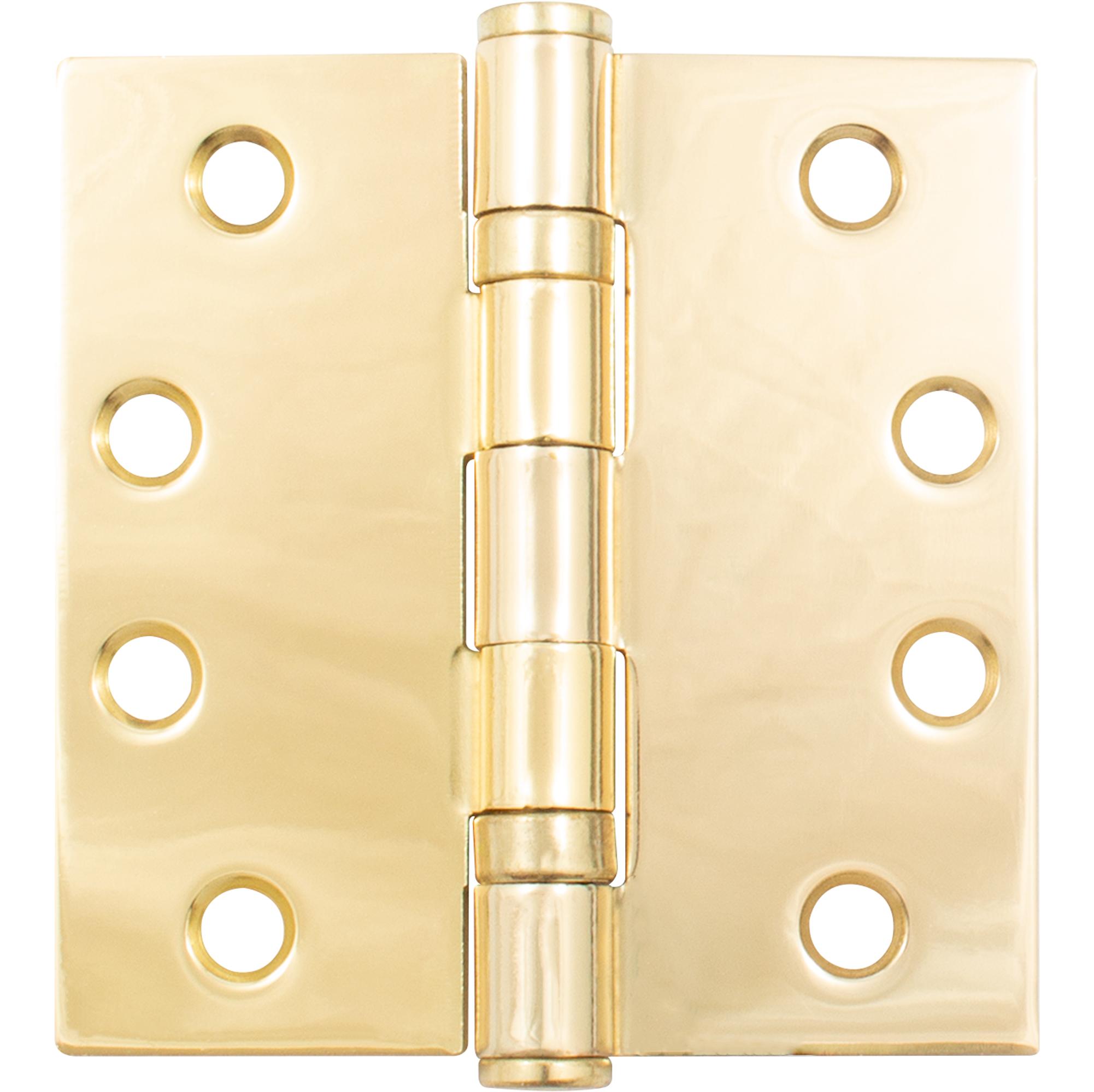 Stone Harbor Hardware Commercial Grade Ball Bearing Hinge, 4 Inches, Square Corner, .129 Gauge, Polished Brass