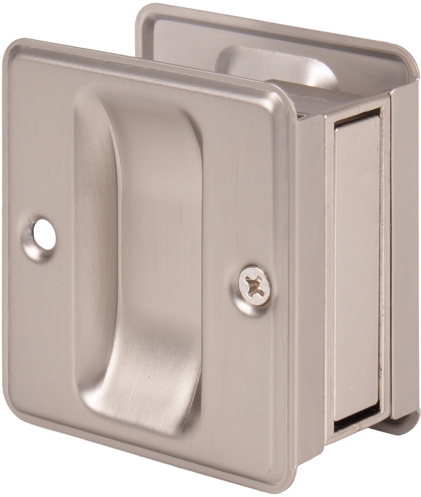 Stone Harbor Hardware Square Pocket Door Lock, Passage Function, Satin Nickel
