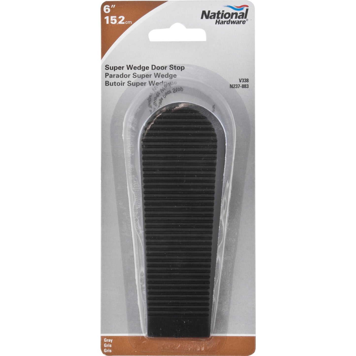 National Hardware - V338 6” Super Wedge Door Stop - Gray