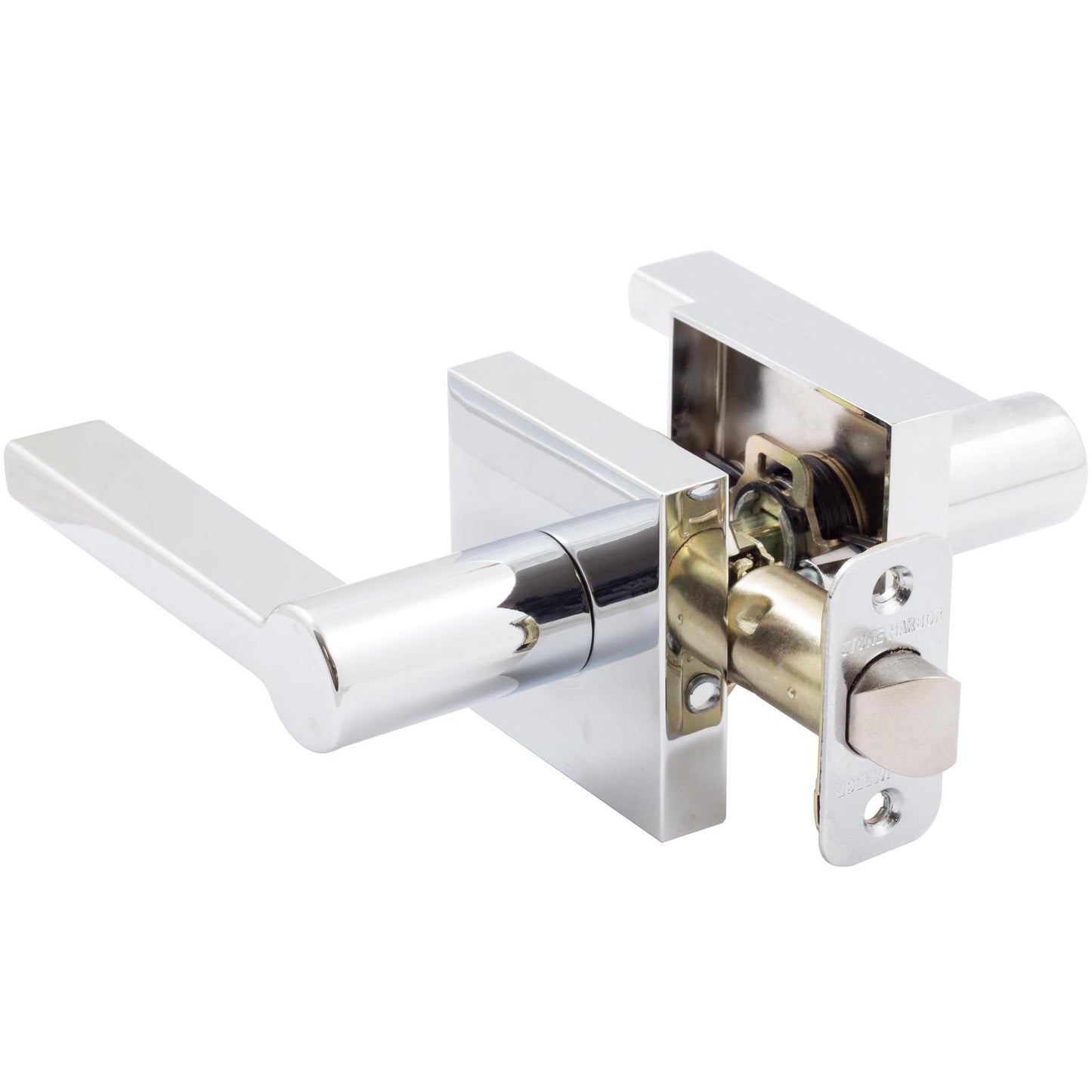 Stone Harbor Hardware Vienna Door Lever with Square Rosette, Passage (Hall/Closet) Latch, Polished Chrome