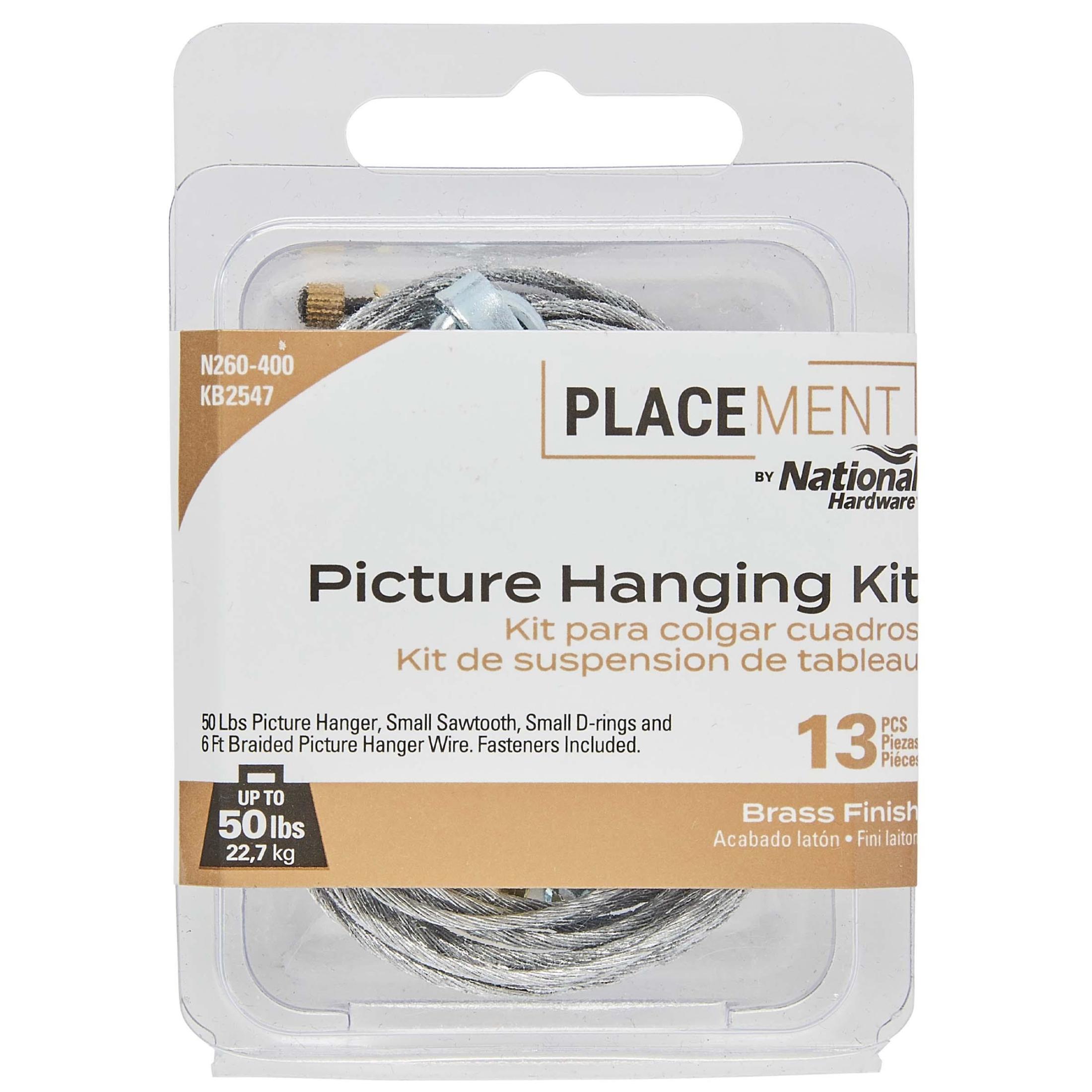National Hardware - N260-400 KB2547 Picture Hanging Kit with 50 lb. Weight Capacity - Brass